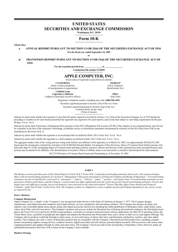 Thumbnail Apple 10-K Annual Report 