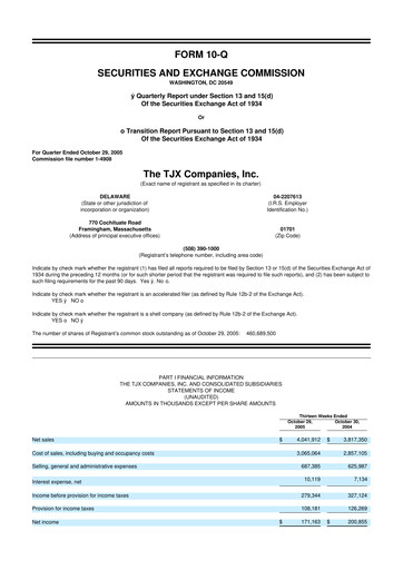 Thumbnail TJX Companies 10-Q Quarterly Report FY 