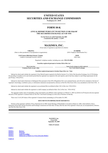 Thumbnail Maximus 10-K Annual Report 