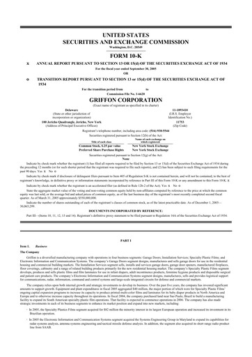 Thumbnail Griffon Corporation
 10-K Annual Report 