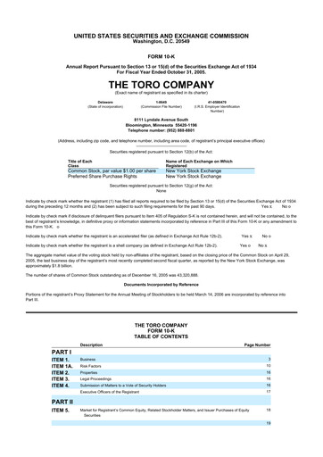 Thumbnail The Toro Company
 10-K Annual Report 