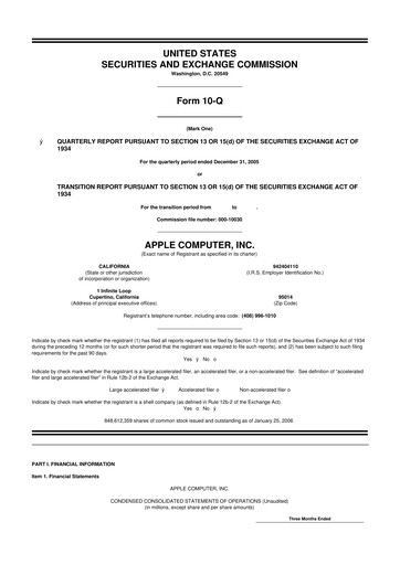 Thumbnail Apple 10-Q Quarterly Report FY 