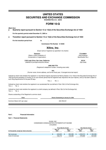 Thumbnail Xilinx 10-Q Quarterly Report FY 