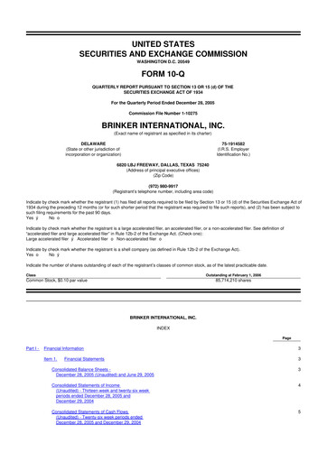 Thumbnail Brinker International
 10-Q Quarterly Report FY 