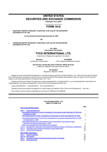 Thumbnail Johnson Controls
 10-Q Quarterly Report FY 