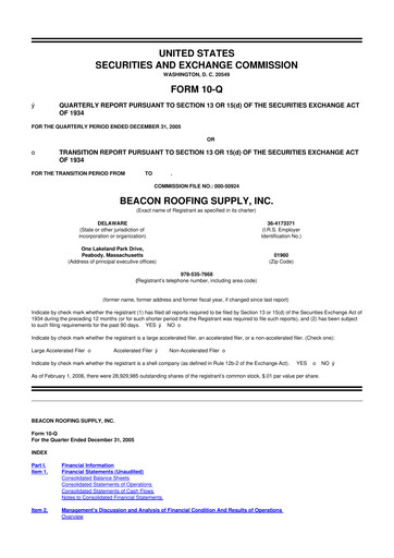 Thumbnail Beacon Roofing Supply 10-Q Quarterly Report FY 