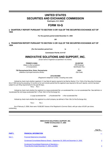 Miniature Innovative Solutions and Support 10-Q Rapport trimestriel  