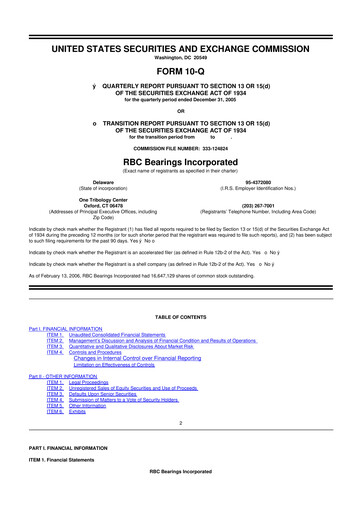 Thumbnail RBC Bearings 10-Q Quarterly Report FY 