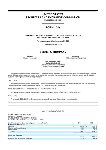 Thumbnail Deere & Company (John Deere) 10-Q Quarterly Report FY 