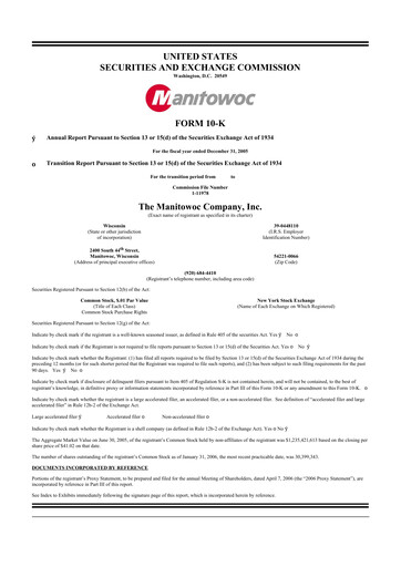 Thumbnail The Manitowoc Company
 10-K Annual Report 