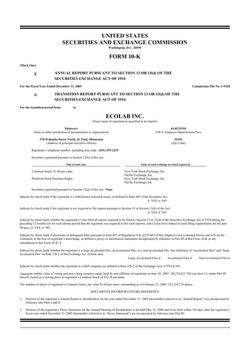 Thumbnail Ecolab 10-K Annual Report 