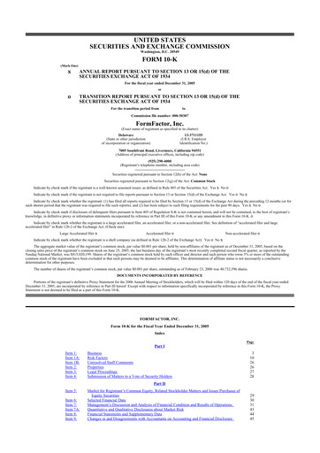 Thumbnail FormFactor 10-K Annual Report 