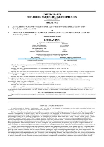 Thumbnail Equifax 10-K Annual Report 