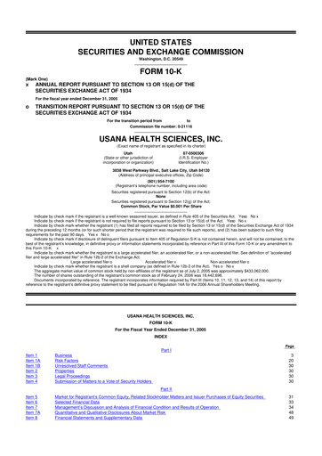 Thumbnail USANA 10-K Annual Report 
