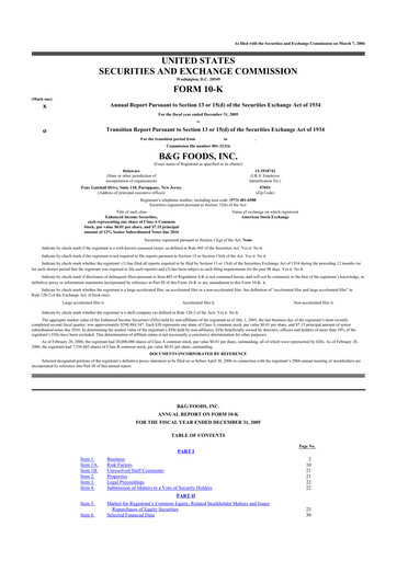 Thumbnail B&G Foods

 10-K Annual Report 