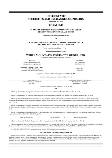 Thumbnail White Mountains Insurance Group 10-K Annual Report 