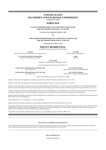 Thumbnail Equity Residential
 10-K Annual Report 