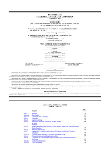 Thumbnail AXIS Capital
 10-K Annual Report 