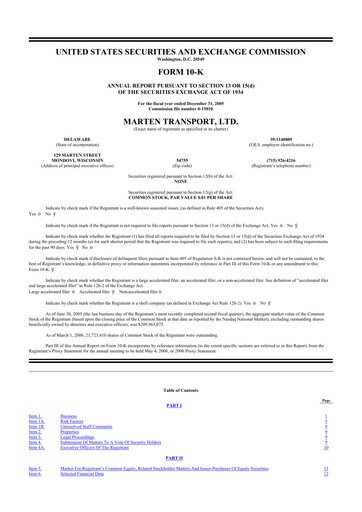 Thumbnail Marten Transport 10-K Annual Report 