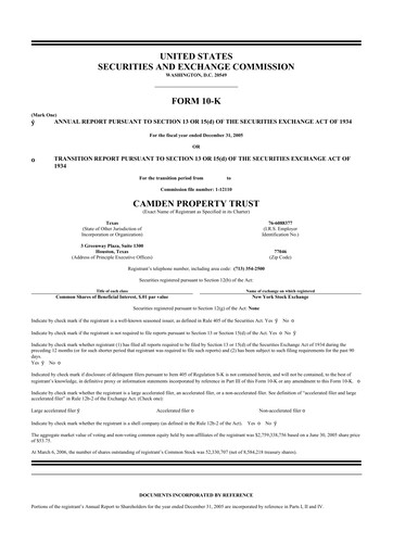 Thumbnail Camden Property Trust
 10-K Annual Report 