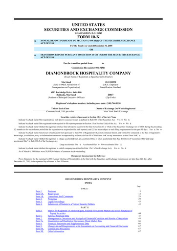 Thumbnail Diamondrock Hospitality Company 10-K Annual Report 