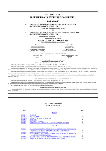 Thumbnail Arch Capital 10-K Annual Report 