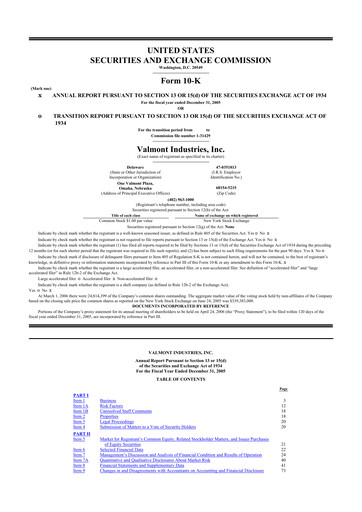 Thumbnail Valmont Industries
 10-K Annual Report 