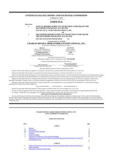 Thumbnail Charles River Laboratories
 10-K Annual Report 