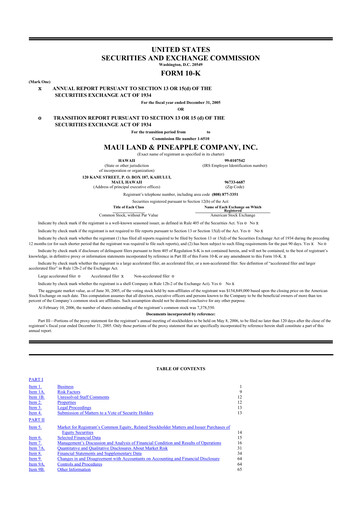 Thumbnail Maui Land & Pineapple Company 10-K Annual Report 