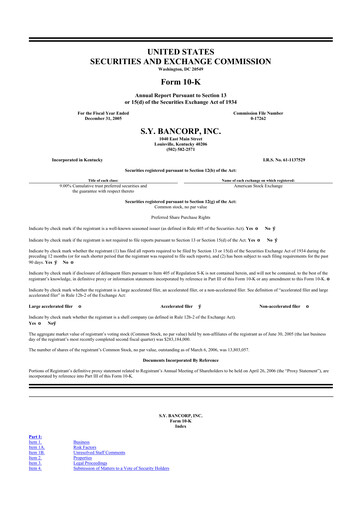 Thumbnail Stock Yards Bancorp 10-K Annual Report 