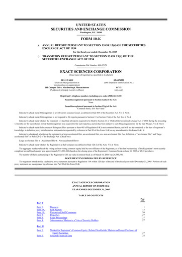 Thumbnail Exact Sciences 10-K Annual Report 