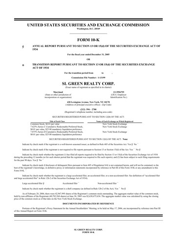 Thumbnail SL Green Realty
 10-K Annual Report 