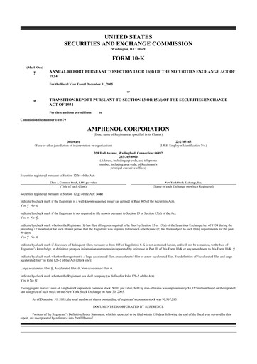 Thumbnail Amphenol 10-K Annual Report 