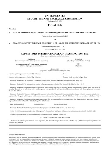 Thumbnail Expeditors International 10-K Annual Report 