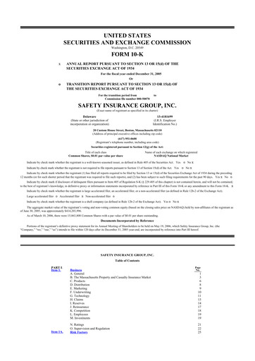Thumbnail Safety Insurance
 10-K Annual Report 