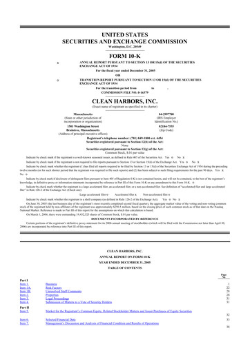 Thumbnail Clean Harbors
 10-K Annual Report 