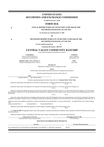 Vorschaubild Community West Bancshares 10-K Jahresbericht 