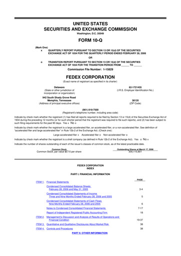 Thumbnail FedEx 10-Q Quarterly Report FY 