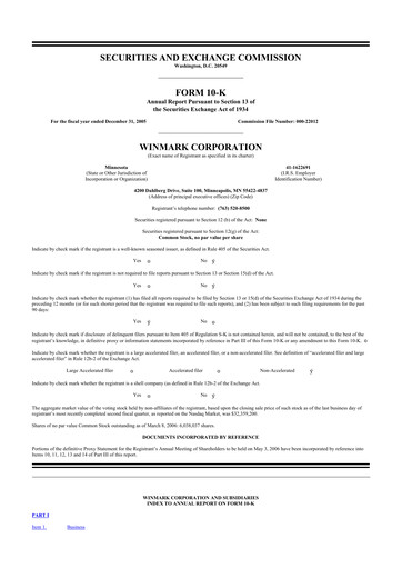 Thumbnail Winmark 10-K Annual Report 