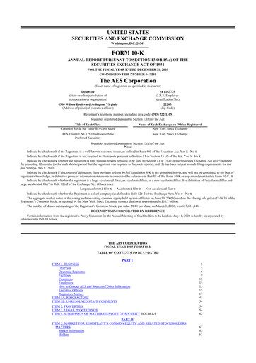 Thumbnail AES 10-K Annual Report 