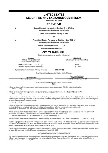 Thumbnail Citi Trends, Inc. 10-K Annual Report 