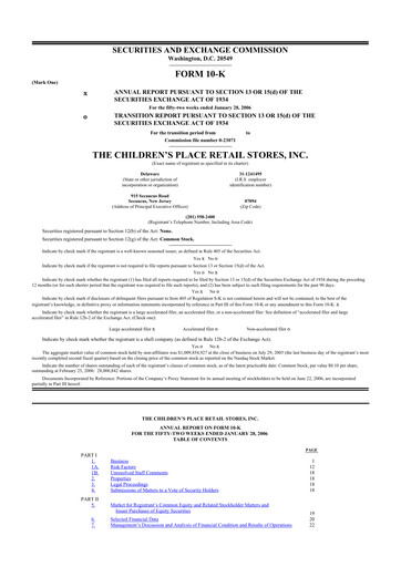 Thumbnail The Children's Place
 10-K Annual Report 