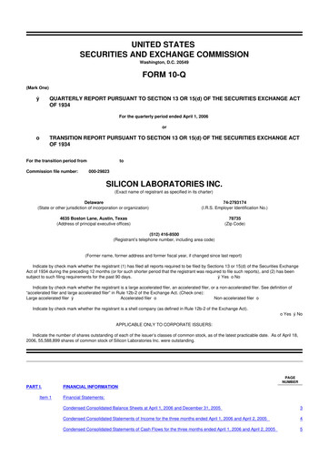 Thumbnail Silicon Labs
 10-Q Quarterly Report FY 