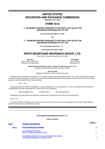 Vorschaubild White Mountains Insurance Group 10-Q Quartalsbericht  