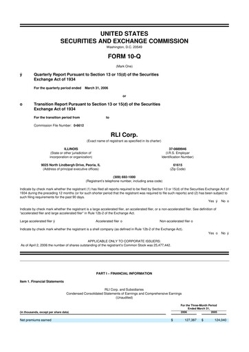 Vorschaubild RLI Corp.
 10-Q Quartalsbericht  