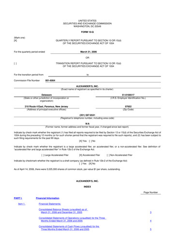 Thumbnail Alexander's, Inc. 10-Q Quarterly Report FY 
