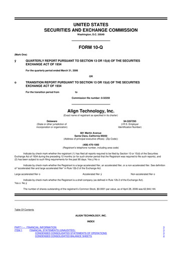 Miniature Align Technology
 10-Q Rapport trimestriel  