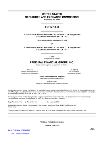 Thumbnail Principal Financial Group 10-Q Quarterly Report FY 