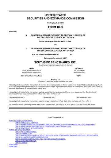 Thumbnail Southside Bancshares 10-Q Quarterly Report FY 