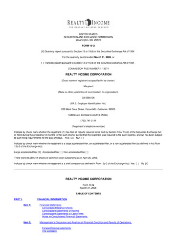 Vorschaubild Realty Income 10-Q Quartalsbericht  